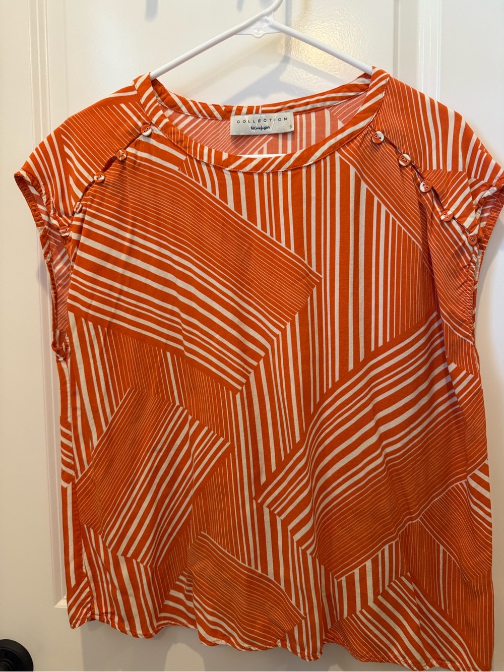 Collection Orange & White Geometric Short-Sleeve Top